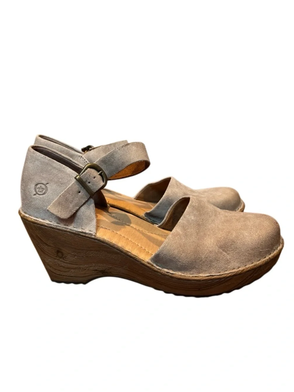 Born Nellie Hand-finished Leathers & Woodgrain-Inspired Platform Wedge Size 9